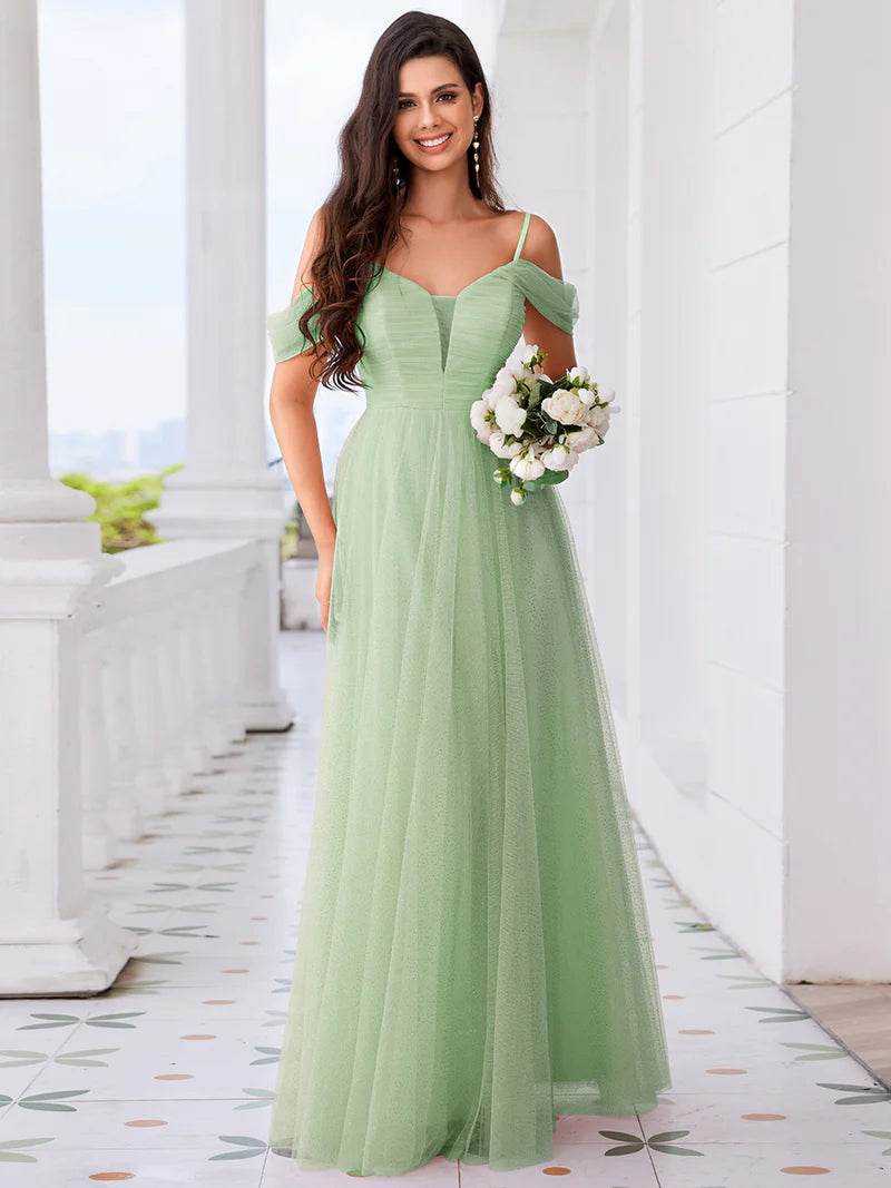 Elegant Tulle Bridesmaid Dress with Sweetheart Neckline - Biamonde